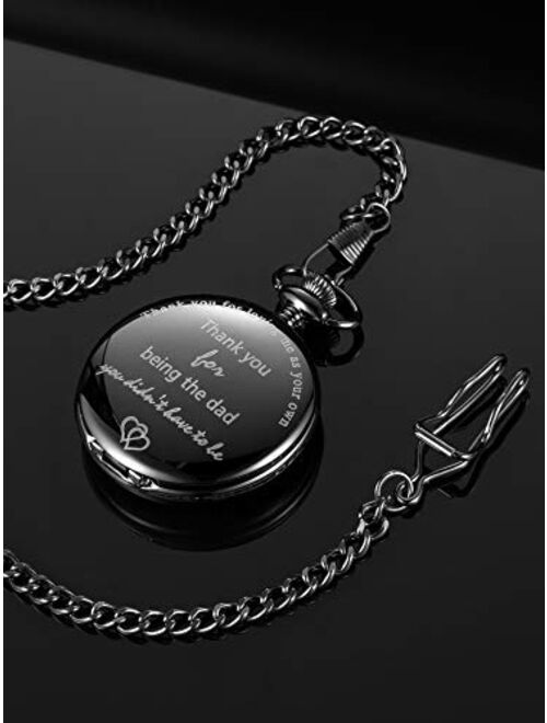 Dad Gifts Quartz Pocket Watch for Father-in-law, Stepdad birthday Christmas