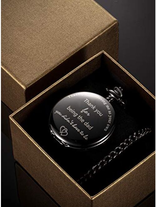 Dad Gifts Quartz Pocket Watch for Father-in-law, Stepdad birthday Christmas