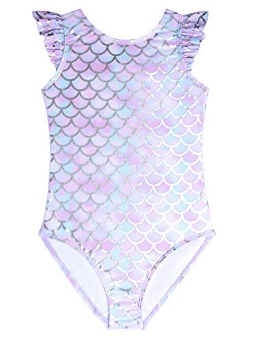 Jxstar Swimsuits for Girls Unicorn Bathing Suits Flutter Sleeve One Piece Clothes