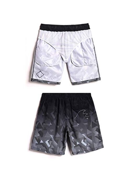 COODYAKE Mens Printed Swim Trunks with Mesh Lining Quick Dry Bathing Suits