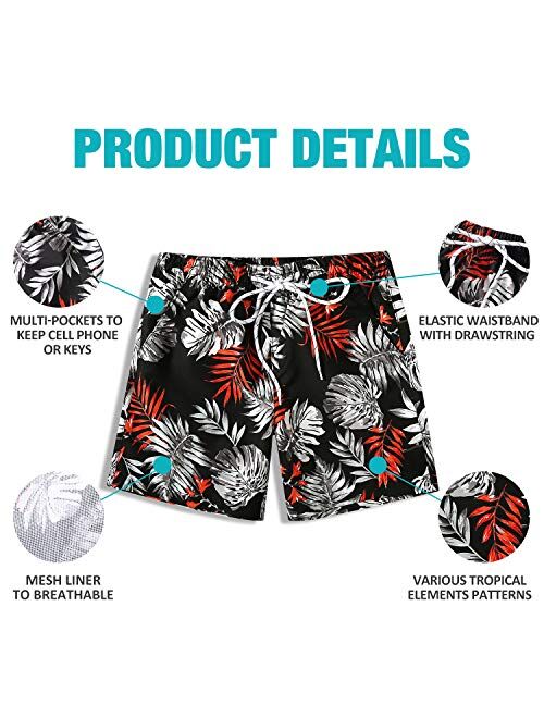 SSLR Mens Swim Trunks Quick Dry Swim Shorts with Mesh Lining Swimwear Hawaiian Bathing Suits