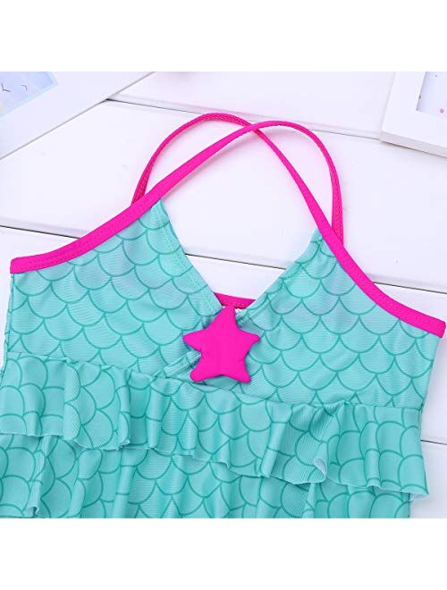 iEFiEL Big Girls Youth Two Piece Mermaid Printed Tankini Swimsuit Bathing Suit Top Swim Briefs