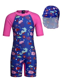 Jurebecia Unicorn Girls Swimsuit Kids One Piece/Two Pieces Round-Neck Swimwear Rash Guard Bathing Suit 2-8Years