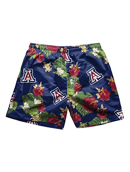 FOCO Men's Team Logo Floral Hawaiian Swim Suit Trunks