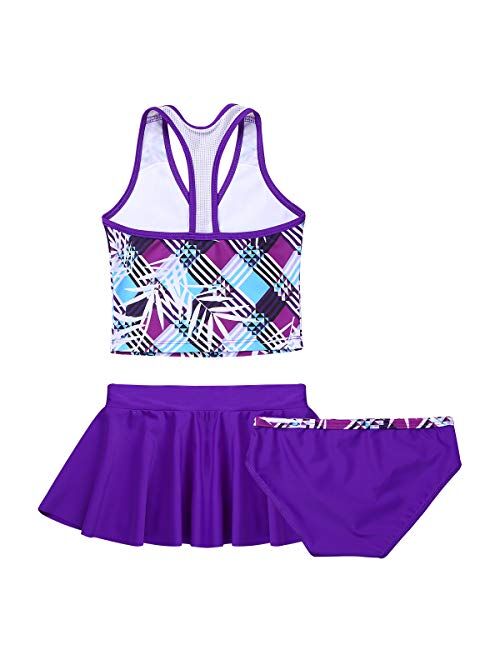 Agoky Little Big Girls' Two Pieces Tankini Swimsuit Top with Shorts Set Summer Bikini Beachwear