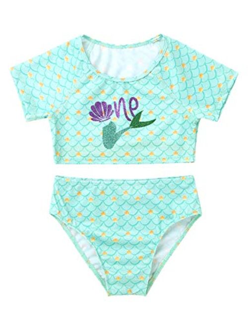 Agoky Little Big Girls' Two Pieces Tankini Swimsuit Top with Shorts Set Summer Bikini Beachwear