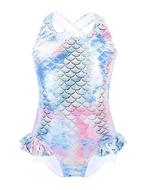 Agoky Little Big Girls' Two Pieces Tankini Swimsuit Top with Shorts Set Summer Bikini Beachwear