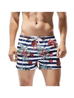 Cocobla Men Beach Swimming Shorts Sexy Floral Low Waist Swimwear Stretch Board Shorts