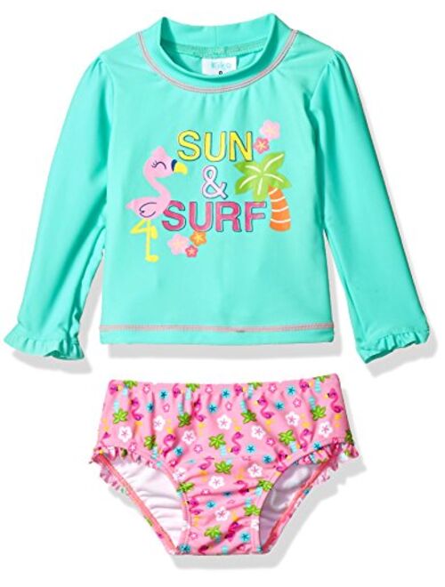 KIKO & MAX Girls Suit Set with Long Sleeve Rashguard Swim Shirt