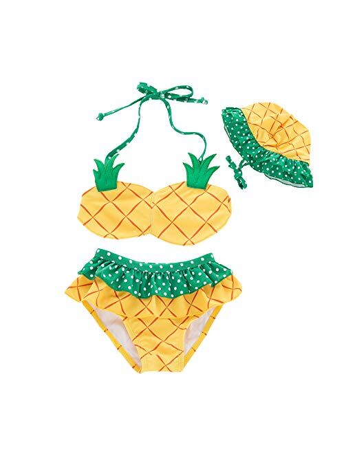 Amberetech 3pcs Toddler Baby Girls Swimwear Cute Watermelon Bikini Set Swimsuit Beachwear Outfits