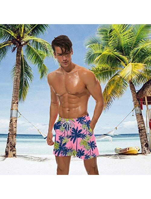 YuKaiChen Men's Swim Trunks Quick Dry Beach Shorts with Mesh Lining