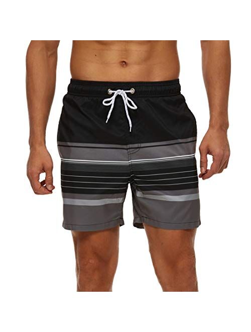 YuKaiChen Men's Swim Trunks Quick Dry Beach Shorts with Mesh Lining