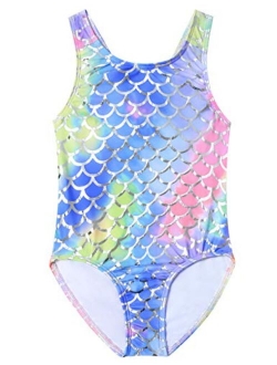 QPANCY Swimsuits for Girls Rainbow Mermaid Bathing Suits Kids Sparkle Swimwear