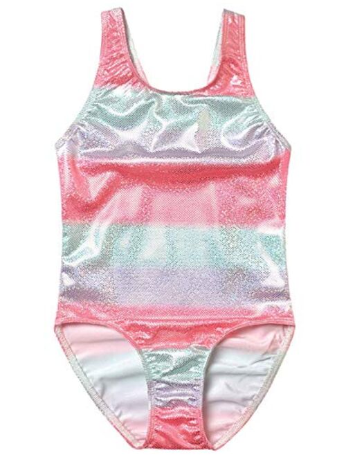 QPANCY Swimsuits for Girls Rainbow Mermaid Bathing Suits Kids Sparkle Swimwear