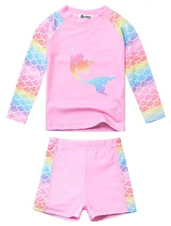 Girls Rash Guard 2-Piece Unicorn/Mermaid Swimsuits Swimwear UPF 50  UV