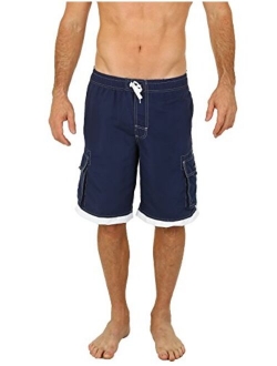 UZZI Men's Relax Long Cargo Swim Trunks