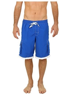 UZZI Men's Relax Long Cargo Swim Trunks