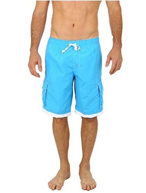 UZZI Men's Relax Long Cargo Swim Trunks