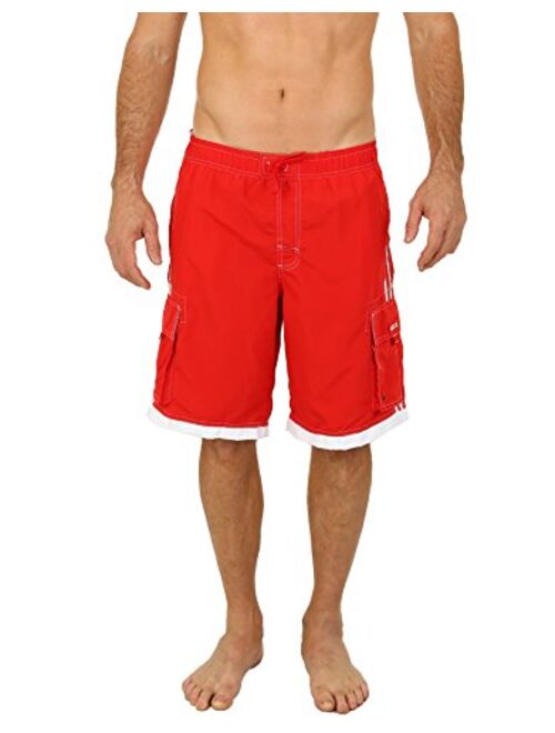 UZZI Men's Relax Long Cargo Swim Trunks