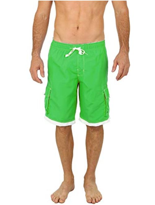 UZZI Men's Relax Long Cargo Swim Trunks