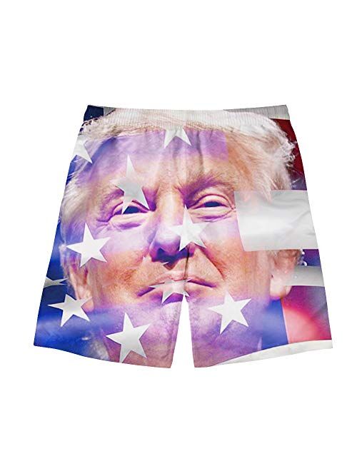 Activeaction Mens World Map Swim Trunks Quick Dry Summer Surf Beach Shorts with Pocket Drawstring