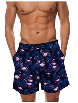 ETHANOL Mens Swim Trunks Quick Dry Print Beach Shorts with Two Pockets Bathing Suit