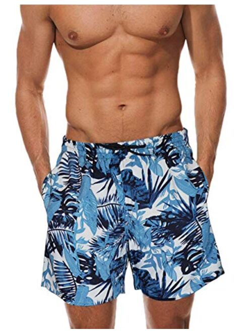 ETHANOL Mens Swim Trunks Quick Dry Print Beach Shorts with Two Pockets Bathing Suit