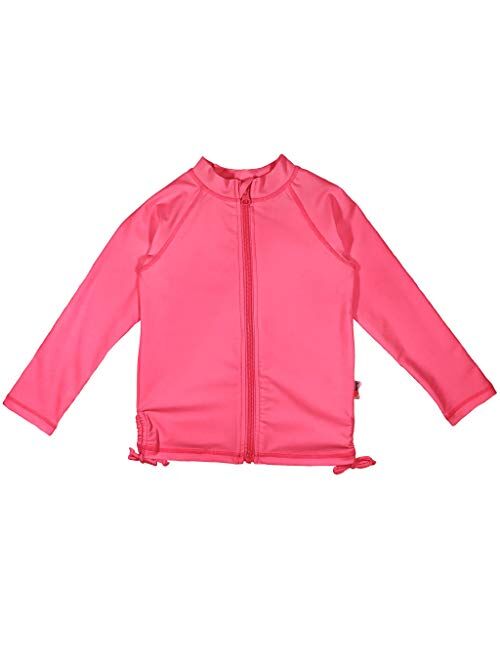 SwimZip Girls UPF 50+ Long Sleeve Zip Rash Guard Swim Shirt Top