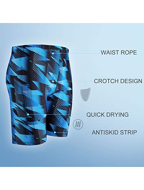 JOJO LEMON Swimming Jammers for Men and Boys with Spandex Swim Shorts Trunk Training Swimsuit