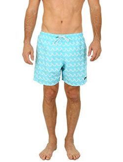 UZZI Men's Bimini Quick Dry Printed Short Swim Trunks