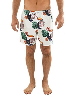 UZZI Men's Bimini Quick Dry Printed Short Swim Trunks