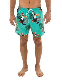 UZZI Men's Bimini Quick Dry Printed Short Swim Trunks