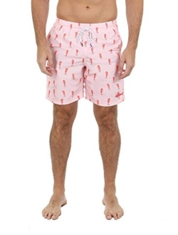 UZZI Men's Bimini Quick Dry Printed Short Swim Trunks