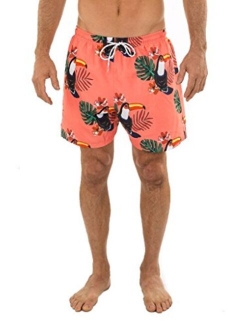 UZZI Men's Bimini Quick Dry Printed Short Swim Trunks