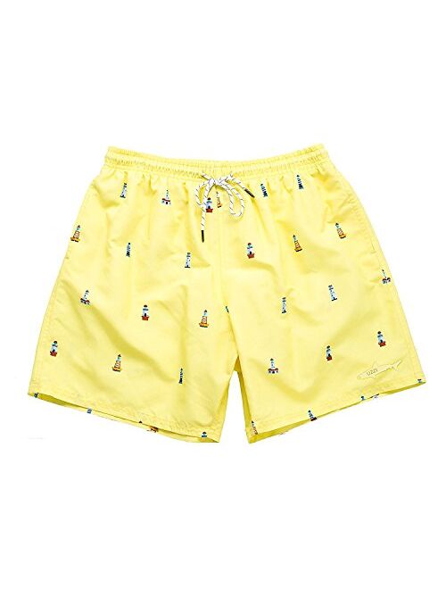 UZZI Men's Bimini Quick Dry Printed Short Swim Trunks