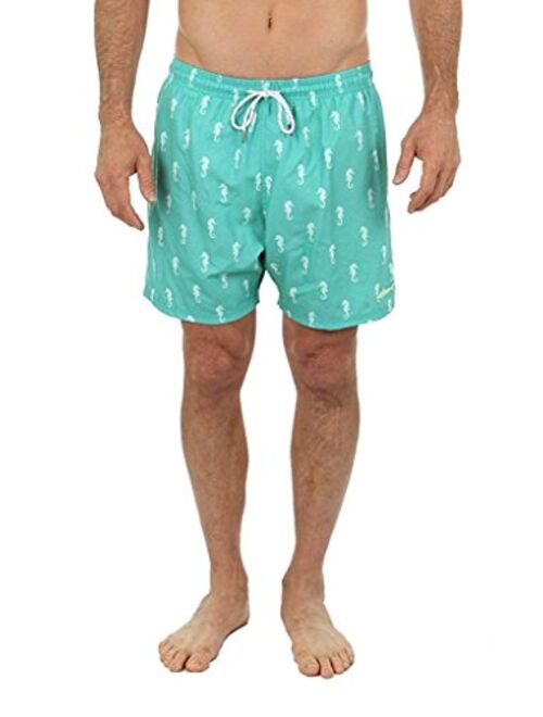 UZZI Men's Bimini Quick Dry Printed Short Swim Trunks