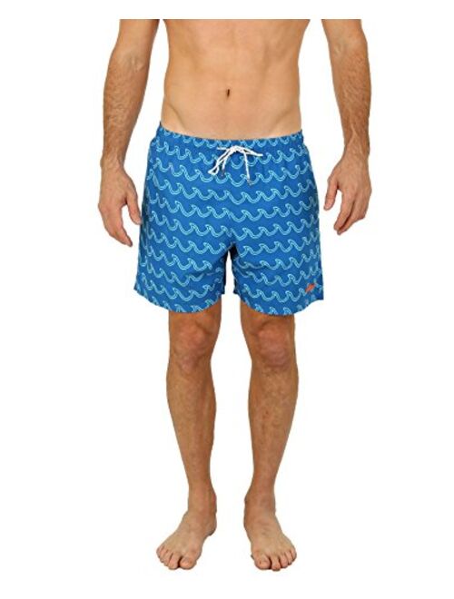 UZZI Men's Bimini Quick Dry Printed Short Swim Trunks