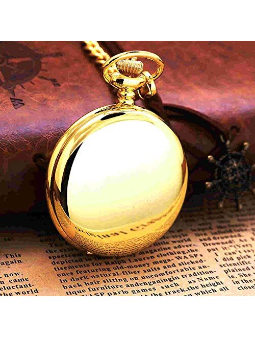 Men Vintage Pocket Watch with Chain for Family Gifts