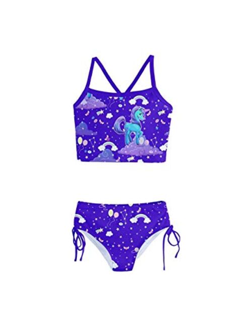 PattyCandy Swimwear Set Sky Unicorn in Space & Floral Kids Little Girls Two-Piece Tankini & One Piece Swimsuit