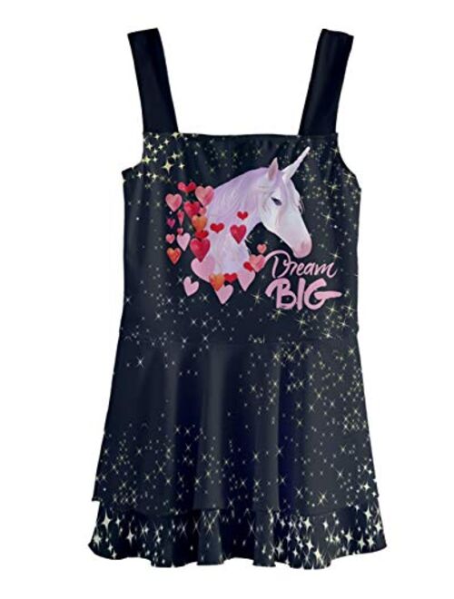 PattyCandy Swimwear Set Sky Unicorn in Space & Floral Kids Little Girls Two-Piece Tankini & One Piece Swimsuit