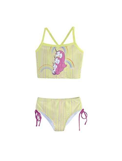 PattyCandy Swimwear Set Sky Unicorn in Space & Floral Kids Little Girls Two-Piece Tankini & One Piece Swimsuit