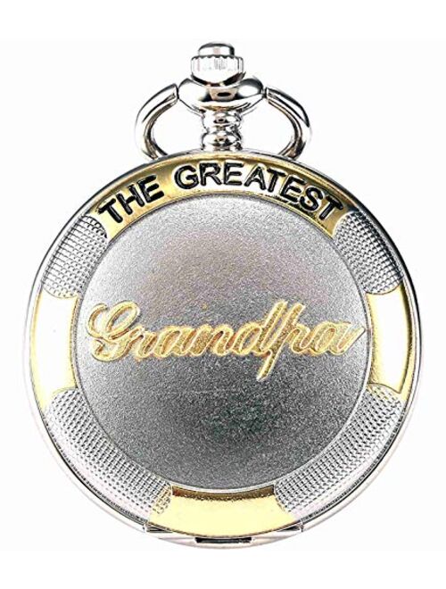 Retro Grandpa/Dad Pendant Gift for Quartz Pocket Watch + Chain