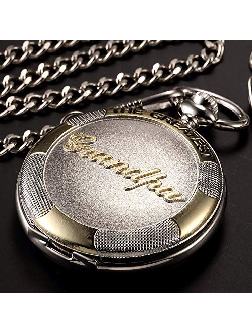 Retro Grandpa/Dad Pendant Gift for Quartz Pocket Watch + Chain