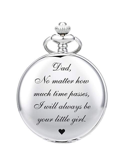 Pocket Watch Men Personalized Chain Quartz from Daughter Child to DAD Dady Father Engraved