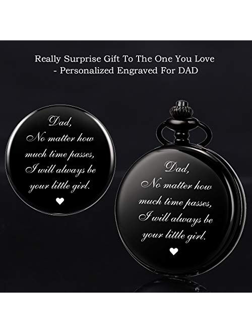 SIBOSUN Pocket Watch Men Personalized Chain Quartz from Daughter Child to DAD Dady Father Engraved