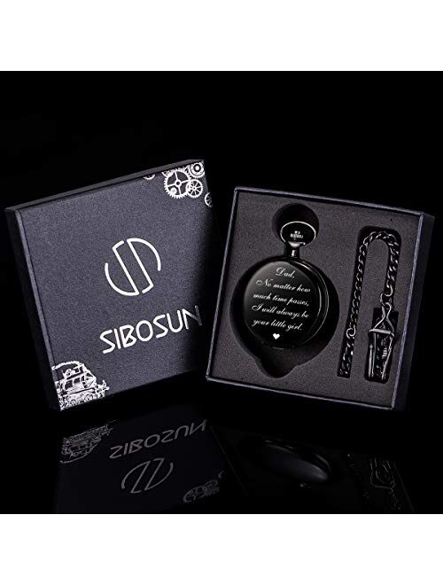 SIBOSUN Pocket Watch Men Personalized Chain Quartz from Daughter Child to DAD Dady Father Engraved