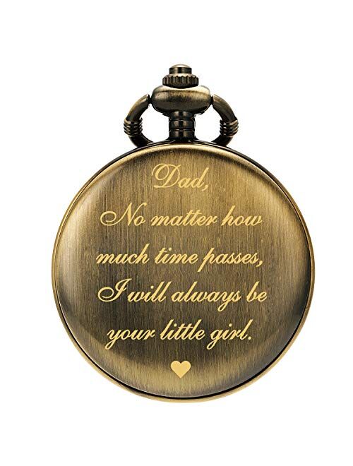 SIBOSUN Pocket Watch Men Personalized Chain Quartz from Daughter Child to DAD Dady Father Engraved