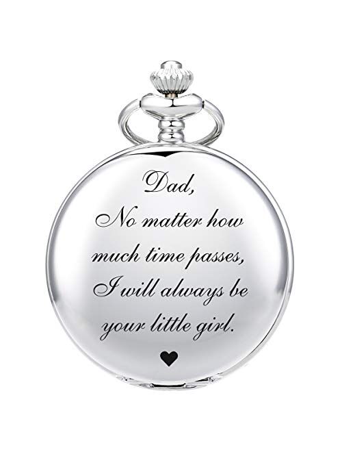 SIBOSUN Pocket Watch Men Personalized Chain Quartz from Daughter Child to DAD Dady Father Engraved