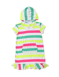 iDrawl Girls' Cover-ups Swimsuit Beach Dress Top, Short Sleeves Hooded Swimming Towel Cover Up