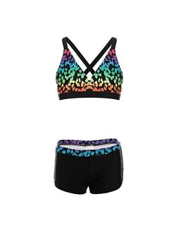 DAYU Girls Boyshort Tankini Swimwear Beach-Sport 2 Piece Swimsuit